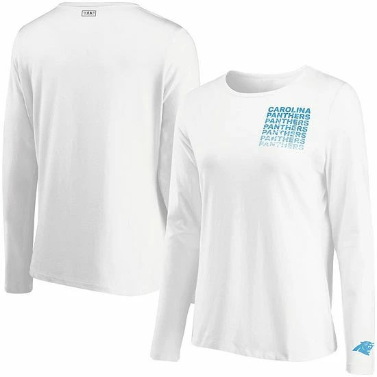 Promo ✔️ Unbranded 👩 Women's WEAR By Erin Andrews White Carolina Panthers Repeat Tri-Blend Long Sleeve T-Shirt ❤️