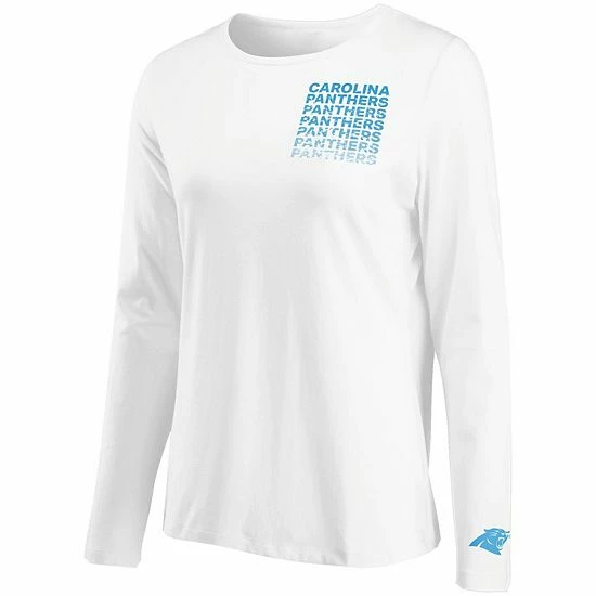 Promo ✔️ Unbranded 👩 Women's WEAR By Erin Andrews White Carolina Panthers Repeat Tri-Blend Long Sleeve T-Shirt ❤️ - Image 2