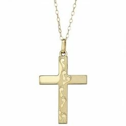 Best Sale 🧨 Unbranded 10k Gold Footprint Cross Pendant Necklace 🤩