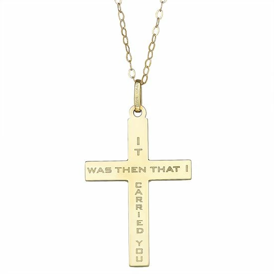 Best Sale ๐งจ Unbranded 10k Gold Footprint Cross Pendant Necklace ๐คฉ - Image 2
