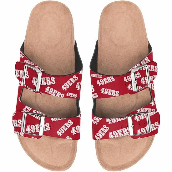 Discount 🛒 Unbranded 👩 Women's FOCO San Francisco 49ers Mini Print Double-Buckle 🩴 Sandals ✨ - Image 4