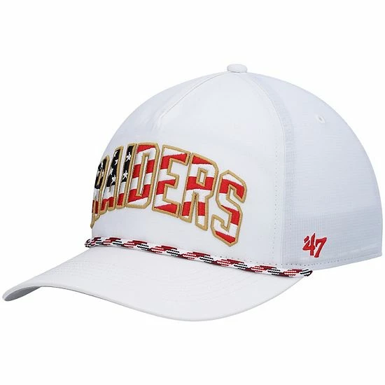Best Sale ❤️ Unbranded Men's '47 White Las Vegas Raiders Hitch Stars And Stripes Trucker Adjustable Hat 🔥 - Image 2