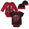 Hot Sale 🌟 Unbranded Newborn & Infant Mitchell & Ness Black/Red Chicago Bulls 3-Piece Hardwood Classics Bodysuits & Cuffed Knit Hat Set 🧨