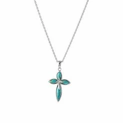 Best Sale ✔️ Unbranded Sterling Silver Turquoise Cross Pendant Necklace 😉