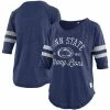 Best Pirce 🌟 Unbranded 👩 Women's Pressbox Heathered Navy Penn State Nittany Lions Jade Vintage Washed 3/4-Sleeve Raglan Jersey T-Shirt ✔️