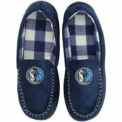 Outlet 👍 Unbranded Men's FOCO Dallas Mavericks Team Logo Flannel Moccasin Slippers ❤️