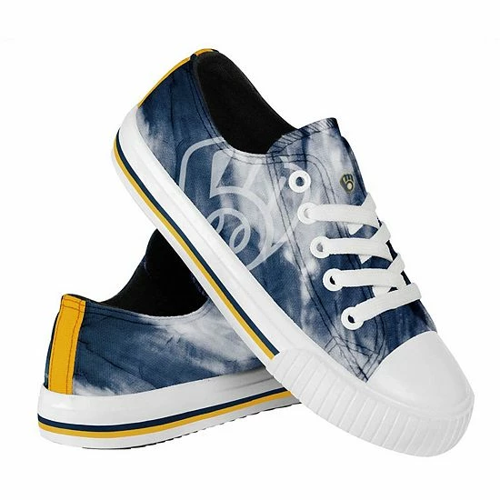 Outlet 😀 Unbranded Youth FOCO Milwaukee Brewers Tie-Dye Canvas 👟 Sneakers 🛒