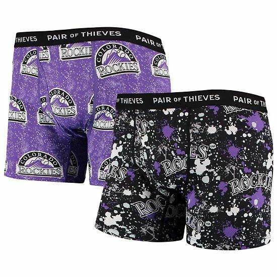 Best Pirce ✨ Unbranded Men's Pair Of Thieves Black/Purple Colorado Rockies Super Fit 2-Pack Boxer Briefs Set 👍