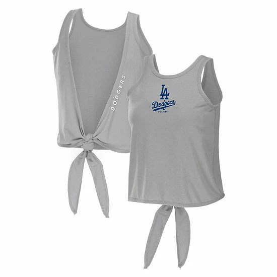 New 👍 Unbranded 👩 Women's WEAR By Erin Andrews Gray Los Angeles Dodgers Open Back Twist Tie Tank Top ⭐
