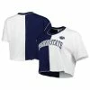 Deals 🎉 Unbranded 👩 Women's ZooZatz Navy/White Penn State Nittany Lions Colorblock Cropped T-Shirt 👍