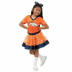 Best Pirce ✔️ Unbranded 👧 Girls Youth Orange Denver Broncos Tutu Tailgate Game Day V-Neck Costume 😉