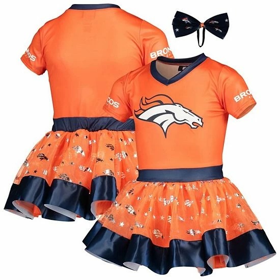 Best Pirce โ๏ธ Unbranded ๐ง Girls Youth Orange Denver Broncos Tutu Tailgate Game Day V-Neck Costume ๐ - Image 3