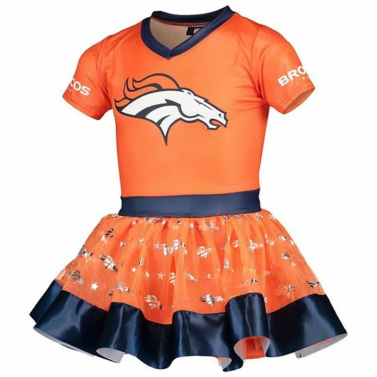 Best Pirce โ๏ธ Unbranded ๐ง Girls Youth Orange Denver Broncos Tutu Tailgate Game Day V-Neck Costume ๐ - Image 4