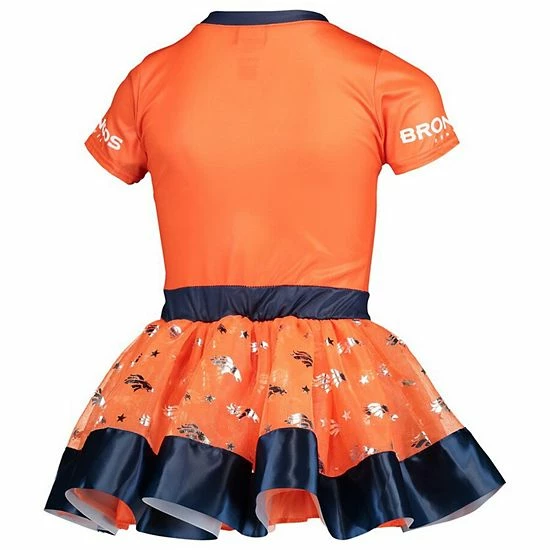 Best Pirce โ๏ธ Unbranded ๐ง Girls Youth Orange Denver Broncos Tutu Tailgate Game Day V-Neck Costume ๐ - Image 5