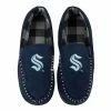 Flash Sale ❤️ Unbranded Men's FOCO Seattle Kraken Team Logo Flannel Moccasin Slippers 😉