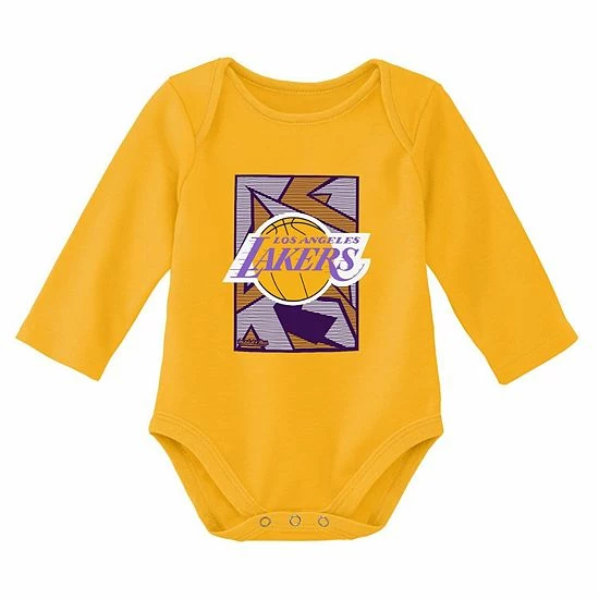 Cheap ๐ Unbranded Newborn & Infant Mitchell & Ness Purple/Gold Los Angeles Lakers 3-Piece Hardwood Classics Bodysuits & Cuffed Knit Hat Set ๐ - Image 3