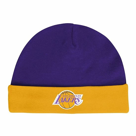 Cheap ๐ Unbranded Newborn & Infant Mitchell & Ness Purple/Gold Los Angeles Lakers 3-Piece Hardwood Classics Bodysuits & Cuffed Knit Hat Set ๐ - Image 5