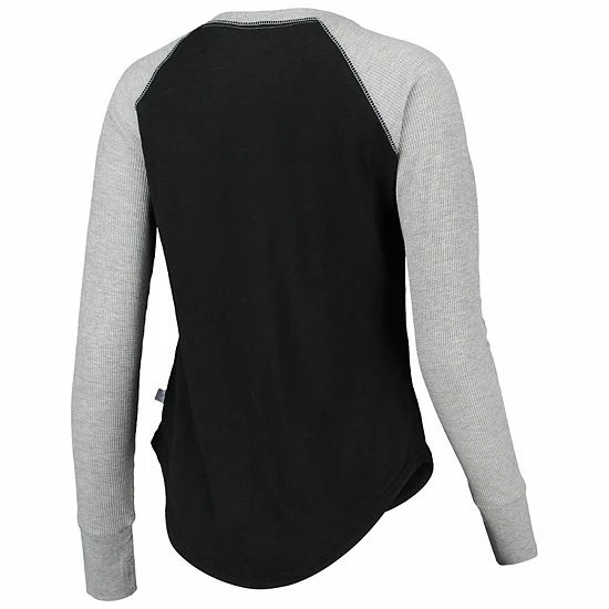 Best deal 🥰 Unbranded 👩 Women's Touch By Alyssa Milano Black/Gray Carolina Panthers Waffle Raglan Long Sleeve T-Shirt 😀 - Image 4