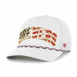 Brand new 🎁 Unbranded Men's '47 White Milwaukee Brewers Flag Flutter Hitch Snapback Hat 🌟