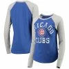 Hot Sale 🧨 Unbranded 👩 Women's Touch Royal/Gray Chicago Cubs Waffle Raglan Long Sleeve T-Shirt 🥰