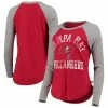 New 😀 Unbranded 👩 Women's Touch By Alyssa Milano Red/Gray Tampa Bay Buccaneers Waffle Raglan Long Sleeve T-Shirt 🤩