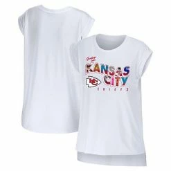 Promo ✔️ Unbranded 👩 Women's WEAR By Erin Andrews White Kansas City Chiefs Greetings From Muscle T-Shirt 🤩