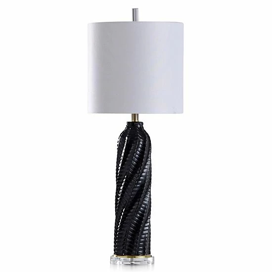 Buy 🥰 Unbranded Cylindrical Table Lamp With Diagonal Texture & Acrylic Base Blue 👏 - Image 3