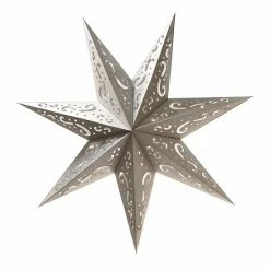 New 😍 Unbranded LumaBase 7-Point Star Paper Lantern 3-piece Set Silver ⭐