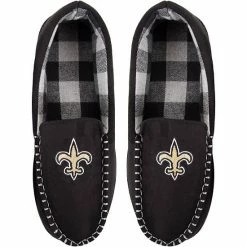 Brand new 🧨 Unbranded Men's FOCO New Orleans Saints Team Logo Flannel Moccasin Slippers 🛒