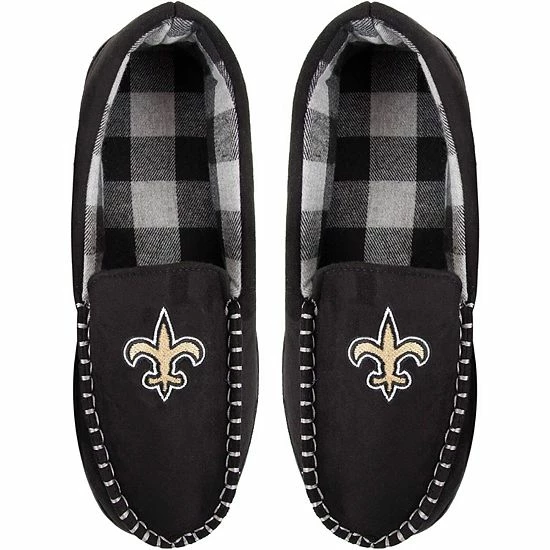 Brand new ๐งจ Unbranded Men's FOCO New Orleans Saints Team Logo Flannel Moccasin Slippers ๐ - Image 2