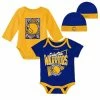 Cheapest 😍 Unbranded Infant Mitchell & Ness Royal/Gold Golden State Warriors Hardwood Classics Bodysuits & Cuffed Knit Hat Set ❤️