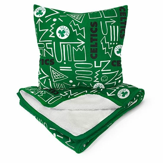 Buy 💯 Unbranded Boston Celtics Doodle Pop Poly Span Blanket And Pillow Combo Set ⌛