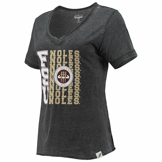 Best deal 👏 Unbranded 👩 Women's League Collegiate Wear Heathered Black Florida State Seminoles Burnout Loose Fit V-Neck T-Shirt 😀 - Image 3
