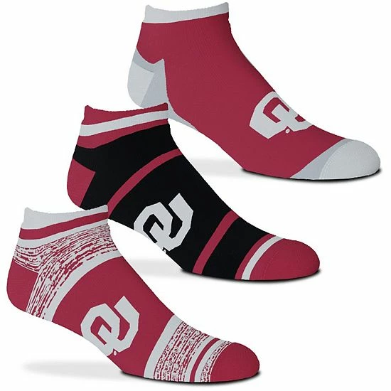 New 😍 Unbranded For Bare Feet Oklahoma Sooners Cash Three-Pack Ankle 🧦 Socks 👍 - Image 3