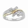 Promo ❤️ Unbranded Two Tone Sterling Silver 1/10 Carat T.W. Diamond Bypass Ring 🔥