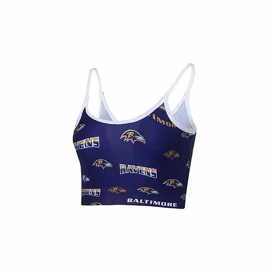 Brand new 🥰 Unbranded 👩 Women's Concepts Sport Purple/White Baltimore Ravens Breakthrough Allover Knit Sports Bra 😉