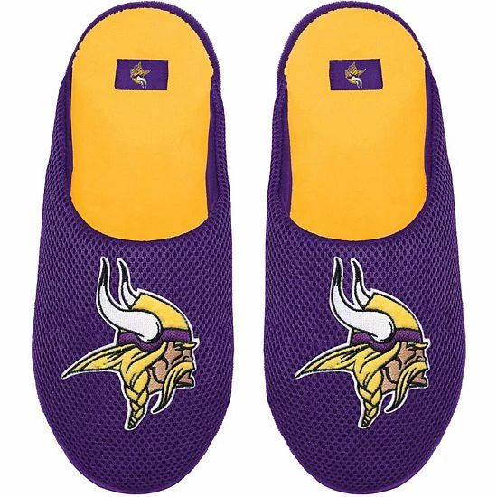New 😍 Unbranded Youth FOCO Minnesota Vikings Big Logo Colorblock Mesh Slippers 👍