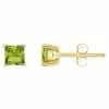 Cheap 🧨 Unbranded 14k Gold 4 Mm Princess Cut Peridot Stud Earrings 14k White Gold ✔️