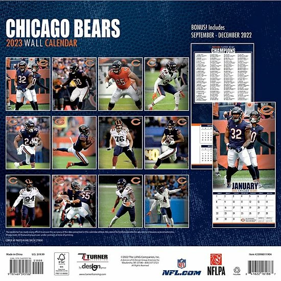 Flash Sale ๐ Unbranded Chicago Bears 2023 12" X 12" Team Wall Calendar ๐ฅ - Image 3