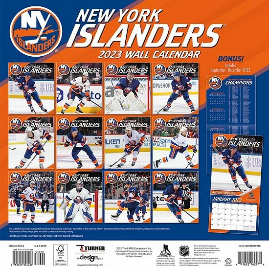 Best Pirce ❤️ Unbranded New York Islanders 2023 12" X 12" Team Wall Calendar 😉 - Image 3