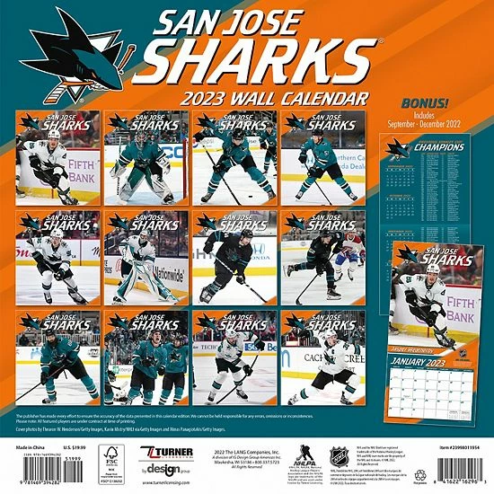 Brand new ๐ Unbranded San Jose Sharks 2023 12" X 12" Team Wall Calendar ๐ - Image 3