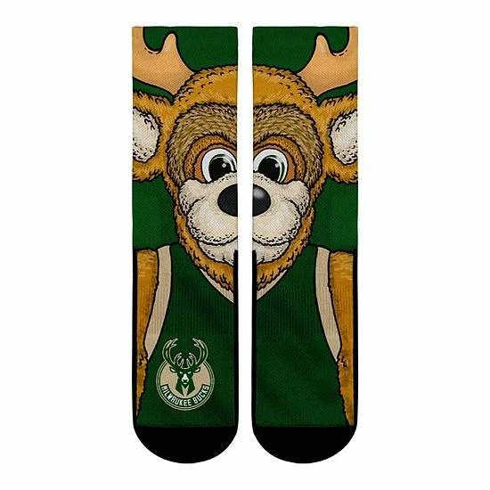 Promo ๐ฏ Unbranded Men's Rock Em ๐งฆ Socks Milwaukee Bucks Split Face Mascot Crew ๐งฆ Socks ๐