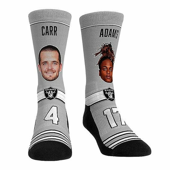 New ๐ฅฐ Unbranded Youth Rock Em ๐งฆ Socks Derek Carr & Davante Adams Las Vegas Raiders Player Teammates Crew ๐งฆ Socks ๐