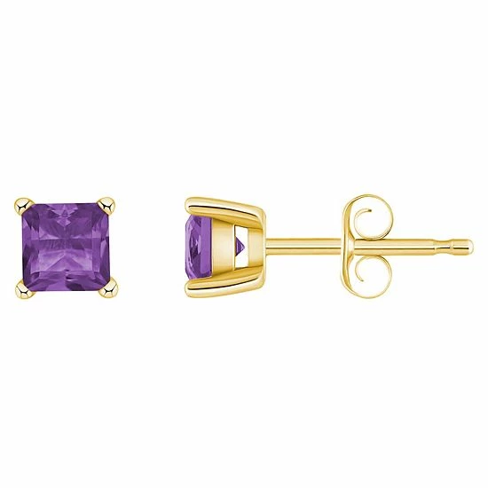 Wholesale ๐ฅ Unbranded 14k Gold 4 Mm Princess Cut Amethyst Stud Earrings 14k Yellow Gold ๐ - Image 3