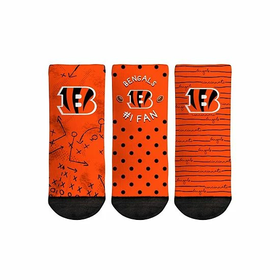 Hot Sale ❤️ Unbranded Toddler Rock Em 🧦 Socks Cincinnati Bengals #1 Fan 3-Pack Crew 🧦 Socks Set 😍