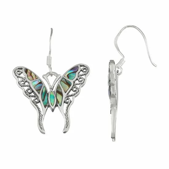 Flash Sale 🤩 Unbranded Sterling Silver Abalone Butterfly Drop Earrings ✔️