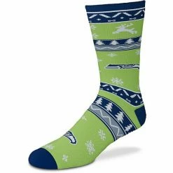New 👏 Unbranded For Bare Feet Seattle Seahawks Holiday Pattern Crew 🧦 Socks 👏