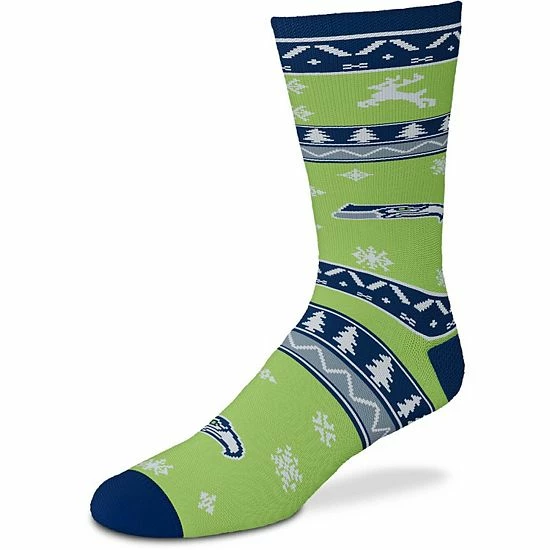 New 👏 Unbranded For Bare Feet Seattle Seahawks Holiday Pattern Crew 🧦 Socks 👏 - Image 2