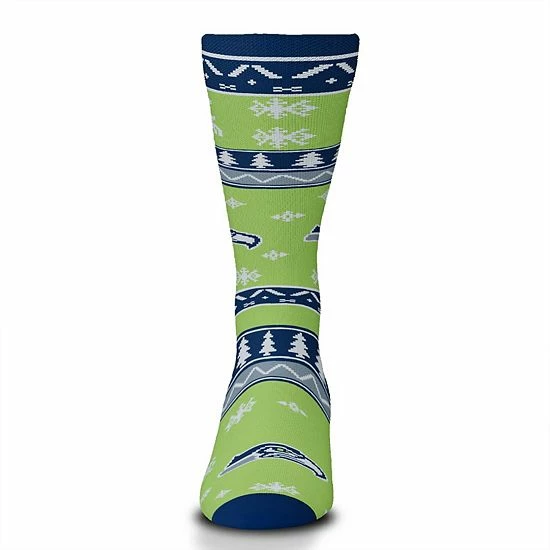 New 👏 Unbranded For Bare Feet Seattle Seahawks Holiday Pattern Crew 🧦 Socks 👏 - Image 3