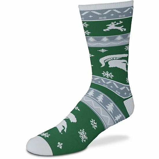 Hot Sale 🔥 Unbranded For Bare Feet Michigan State Spartans Holiday Pattern Crew 🧦 Socks 🎁 - Image 2